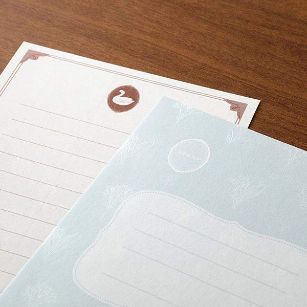 Midori Letter Set Collage — Bird Pattern — with packaging