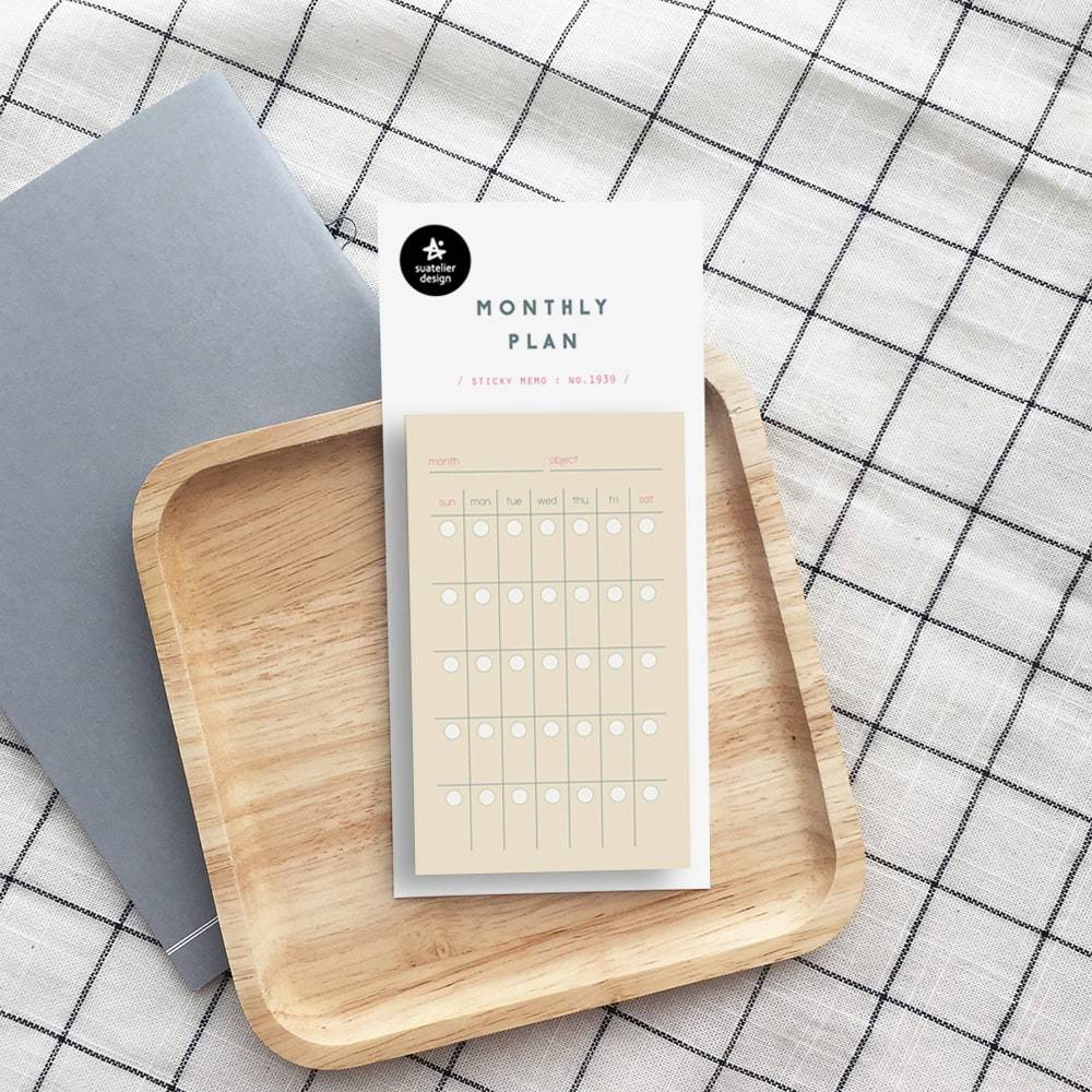 Suatelier Sticky Memo Monthly Plan — front view
