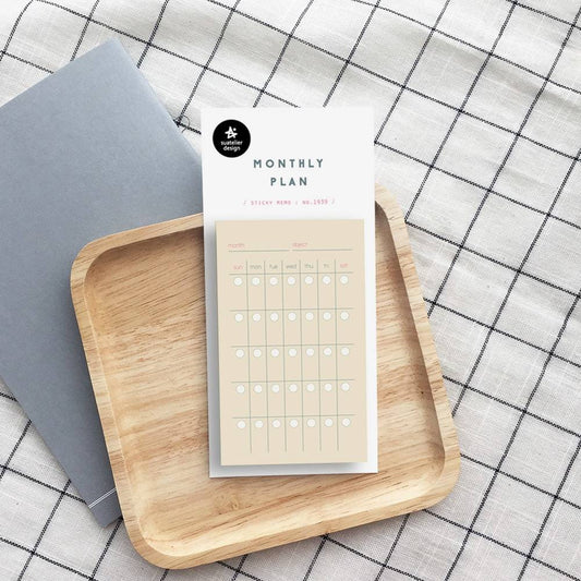 Suatelier Sticky Memo Monthly Plan — front view
