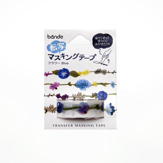Bande Transfer Masking Tape Flower Garland Blue — pattern detail