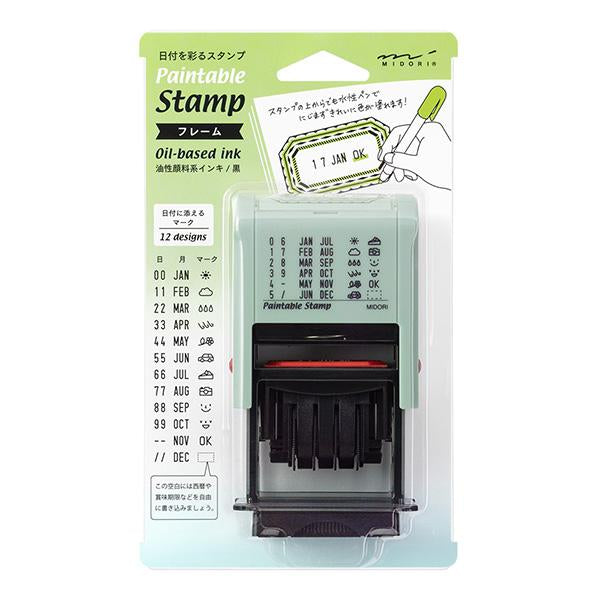 Midori Paintable Rotating Date Stamp — Frame — stamp front