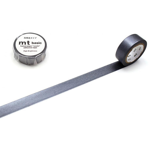 mt Basic Washi Tape — High Brightness Gunmetal 7m — roll front