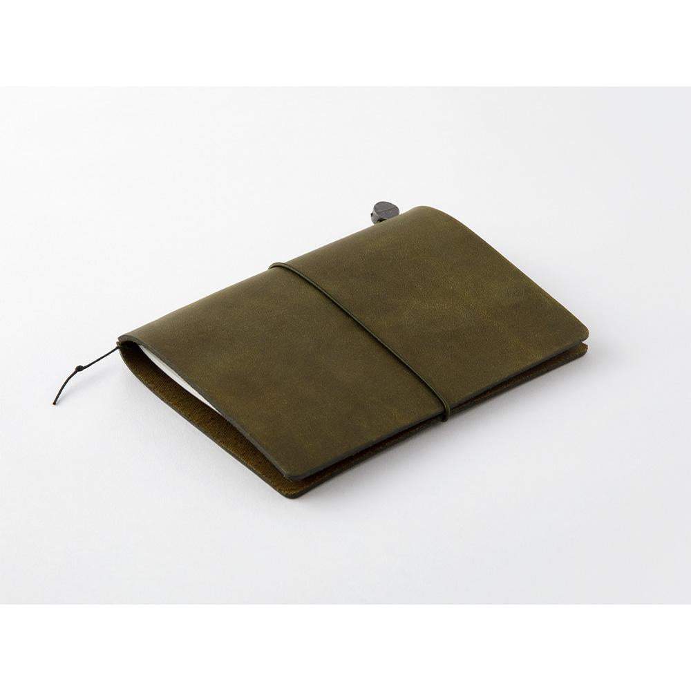 Traveler's Notebook Starter Kit (Passport Size) — Olive — in use