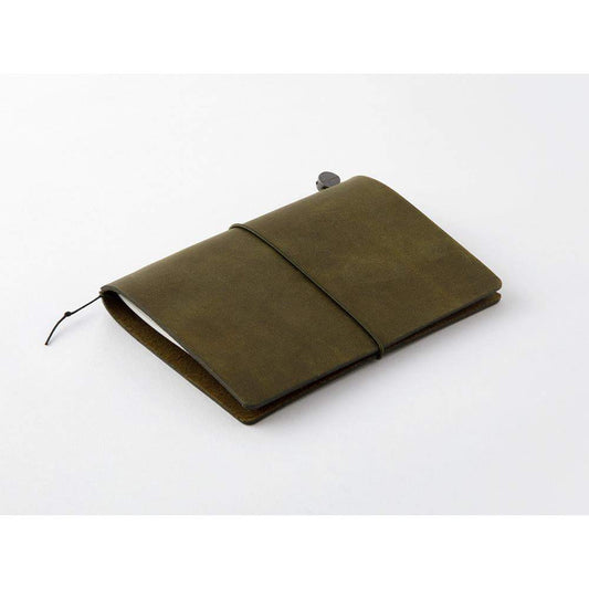 Traveler's Notebook Starter Kit (Passport Size) — Olive — in use
