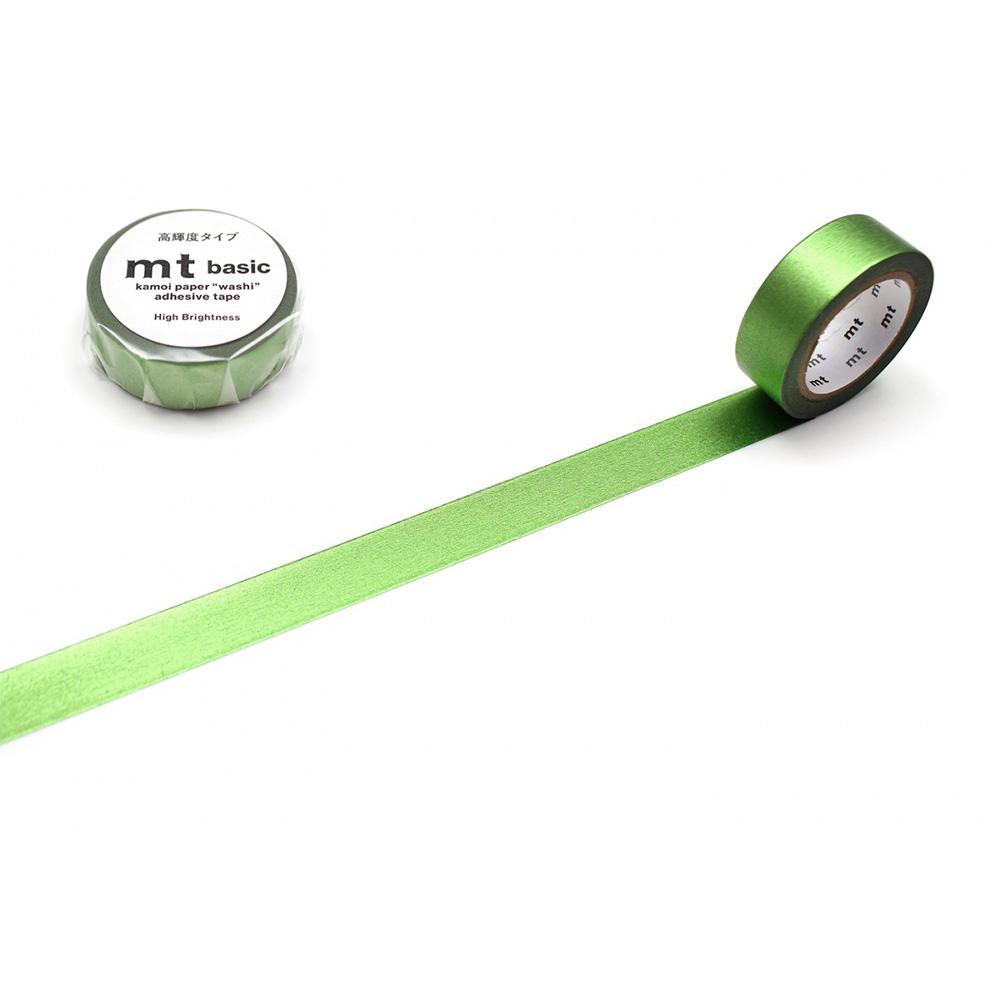 mt Basic Washi Tape — High Bright Yellow Green 7m — roll front