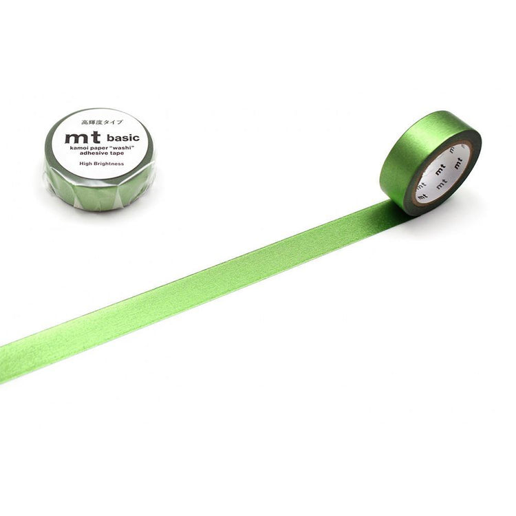 mt Basic Washi Tape — High Bright Yellow Green 7m — roll front