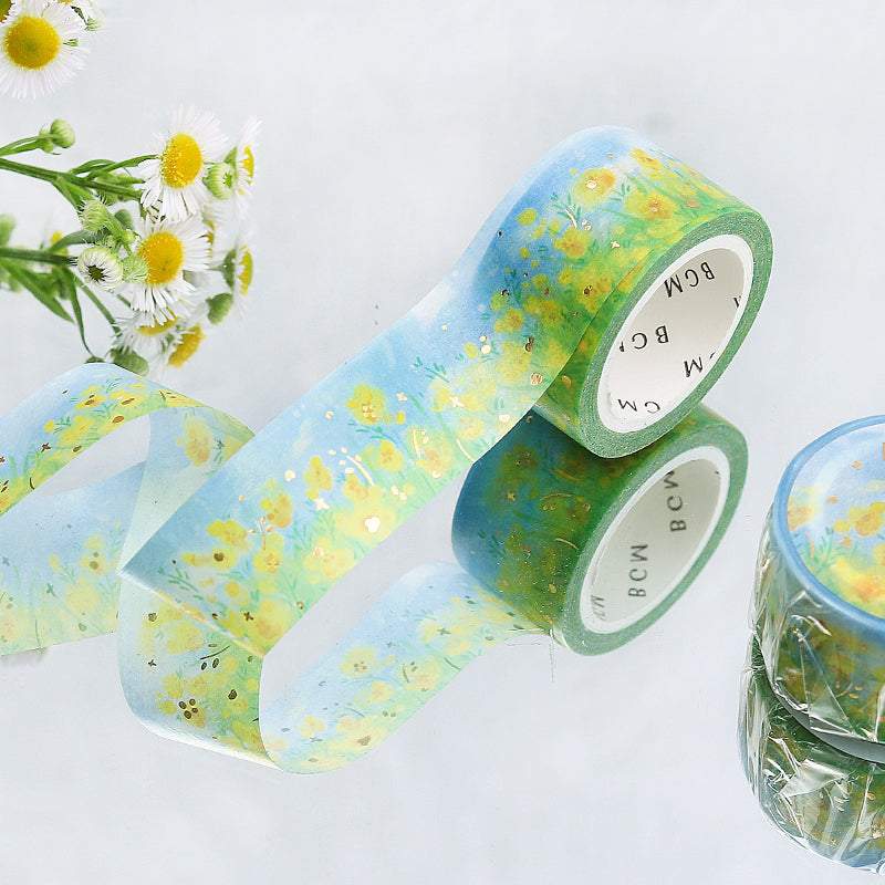 BGM Washi Tape — Yellow Flower Field — with packaging