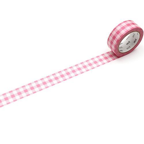 mt Deco Washi Tape — Stripe Pink Checkered — roll front