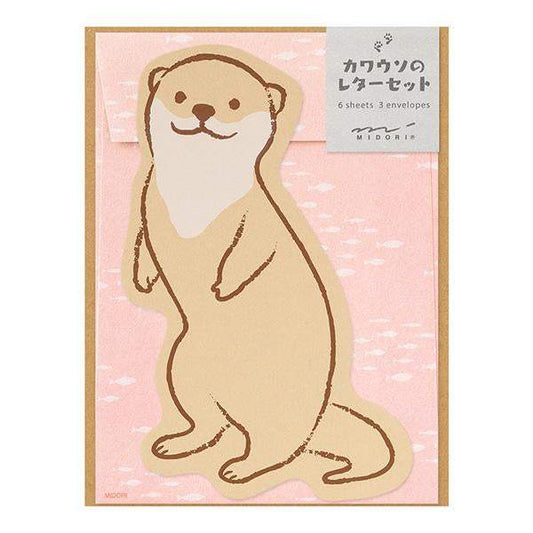 Midori Letter Set Die-Cut Animal — Otter Pattern — front view