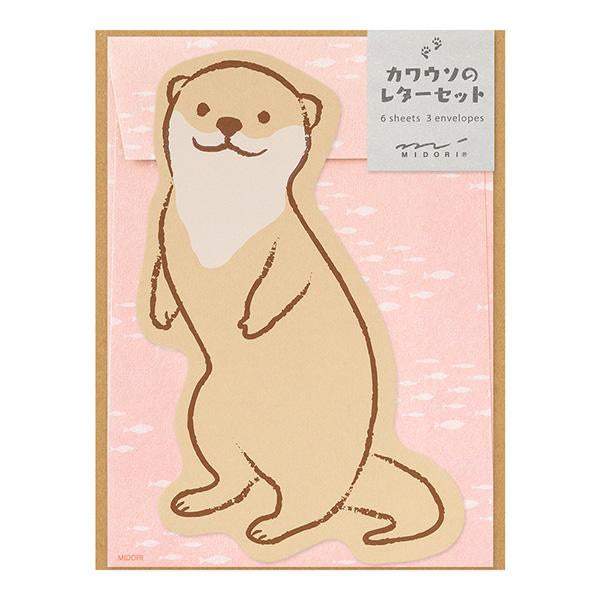 Midori Letter Set Die-Cut Animal — Otter Pattern — front view