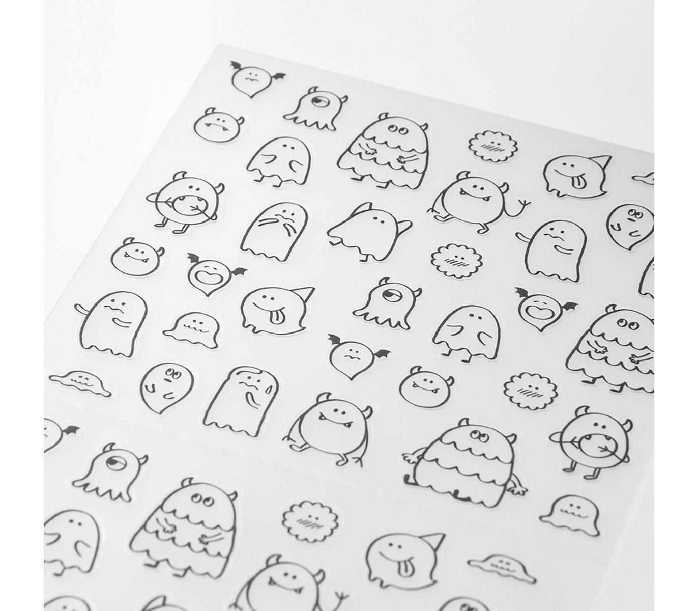 Midori Notebook Sticker — Talking Monsters — applied in a journal