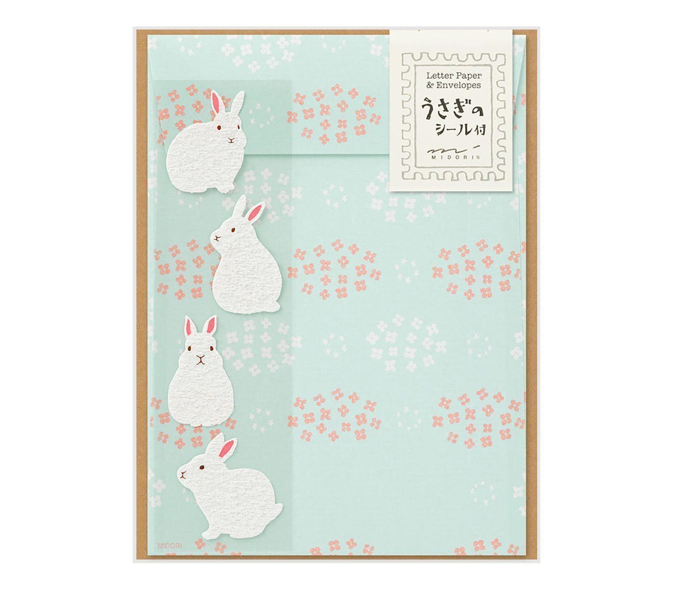 Midori Letter Set with Stickers — Rabbit — front view