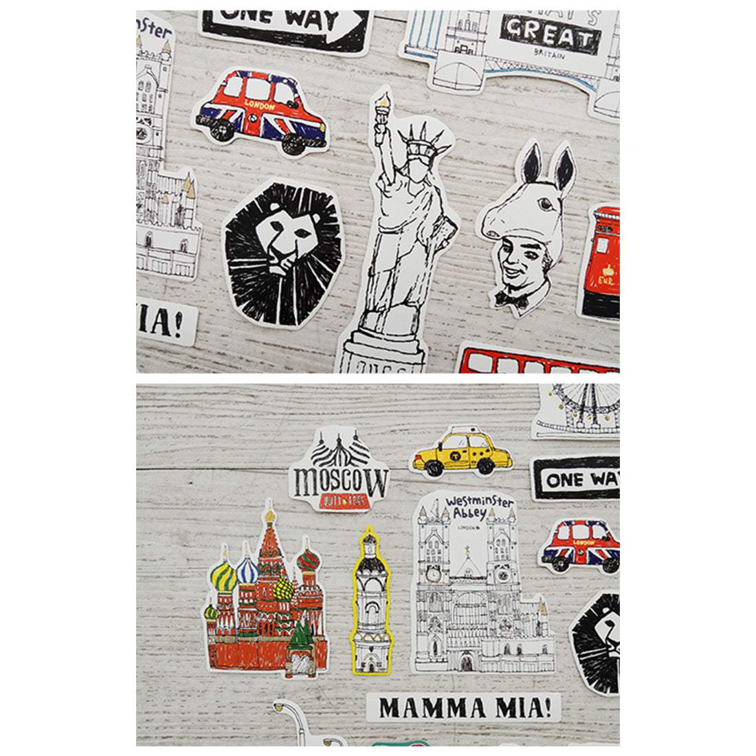 Suatelier Travel Luggage Sticker Pack — Some Place — with packaging