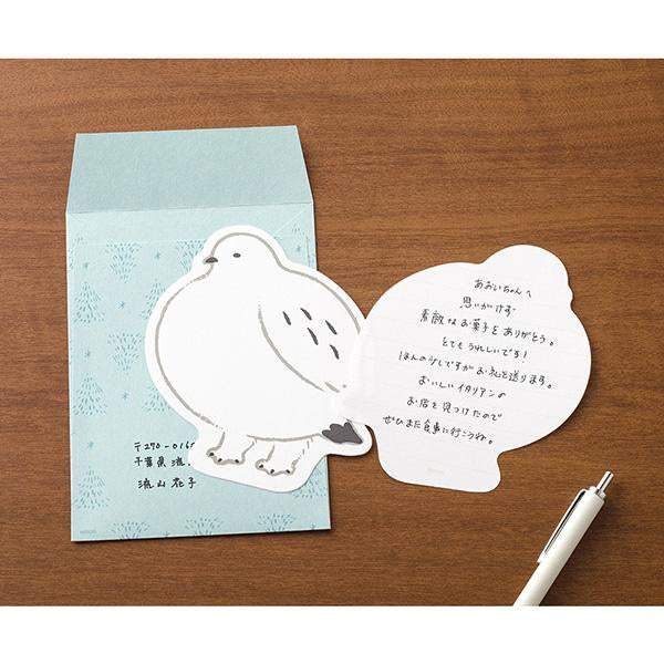 Midori Letter Set Die-Cut Animal — Grouse Pattern — with packaging