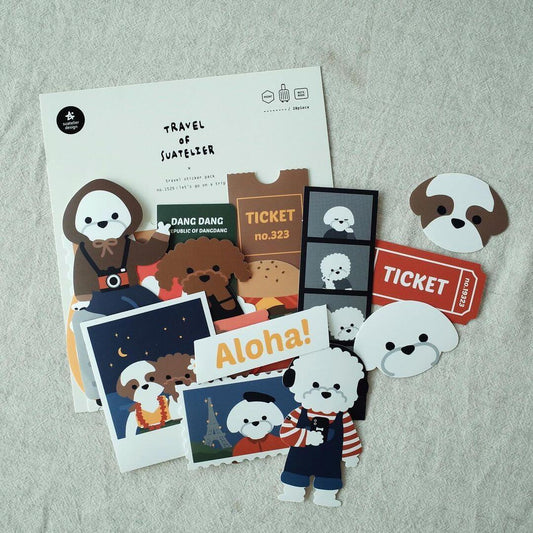 Suatelier Travel Luggage Sticker Pack — Let's Go On A Trip — sheet front