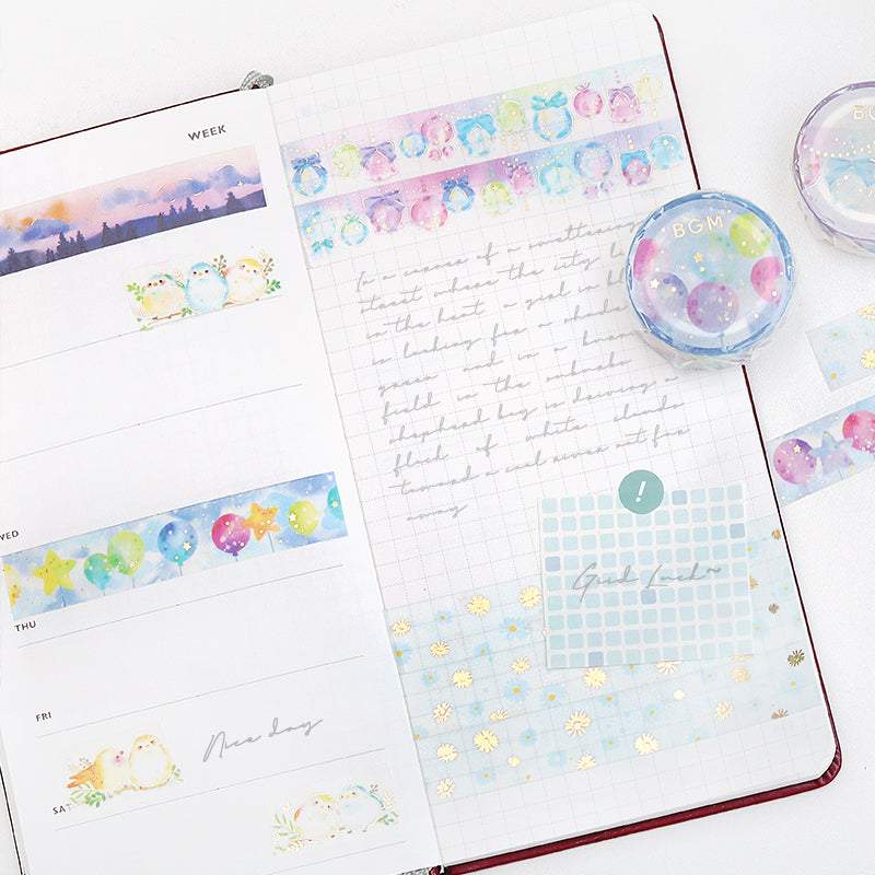 BGM Washi Tape — Yellow Flower Field — roll side view