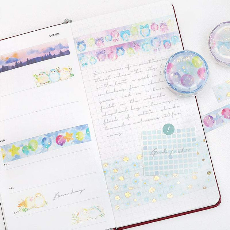 BGM Washi Tape — Yellow Flower Field — roll side view