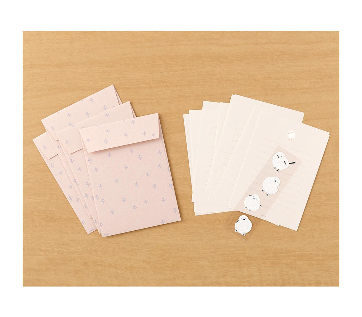 Midori Letter Set with Stickers — Long-tailed Tit — with packaging