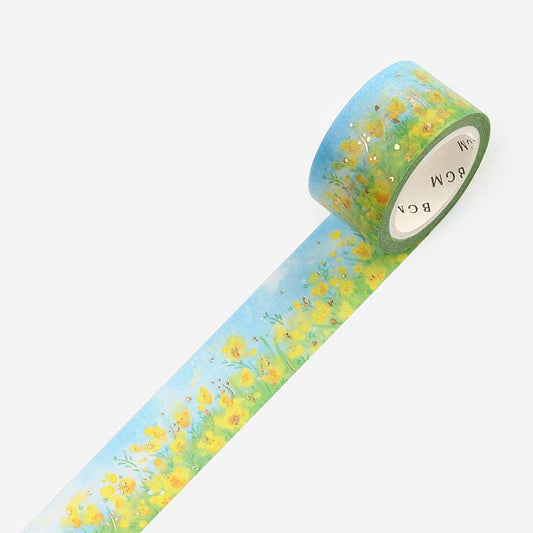 BGM Washi Tape — Yellow Flower Field — pattern detail