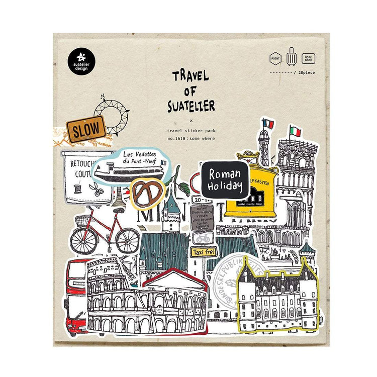 Suatelier Travel Luggage Sticker Pack — Some Where — sheet front