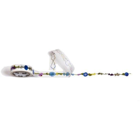 Bande Transfer Masking Tape Flower Garland Blue — roll front
