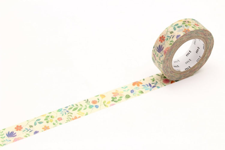 mt EX Washi Tape — Watercolor Flower (7m) — roll front
