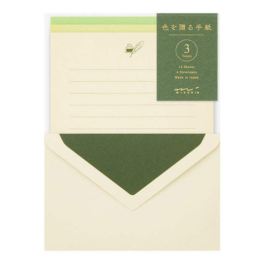 Midori Letter Set Gift Color — Green — front view