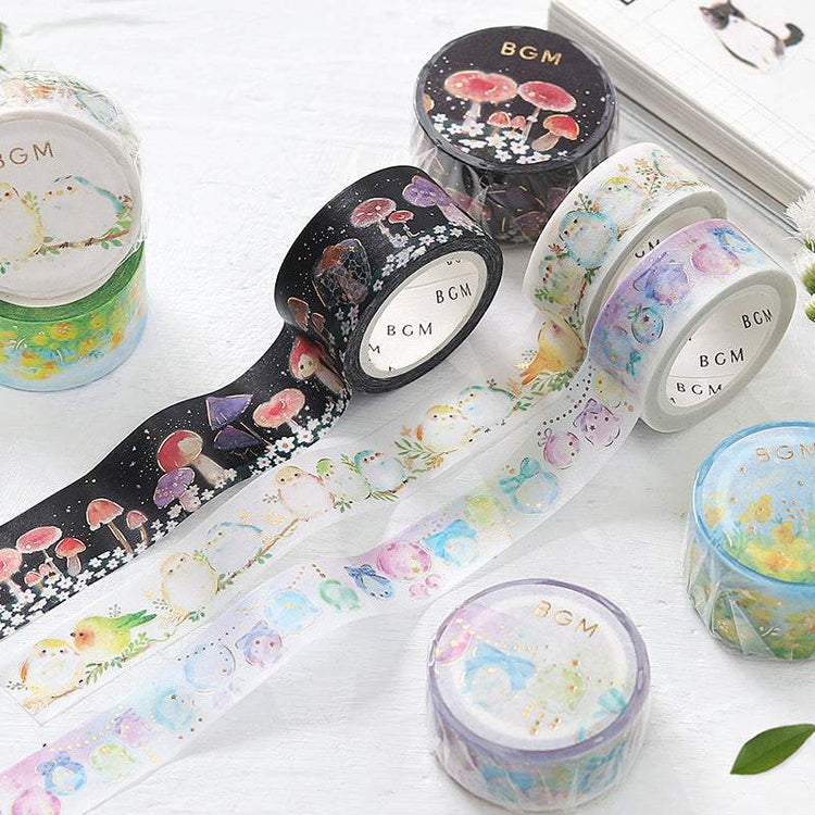 BGM Washi Tape — Yellow Flower Field — colour close-up