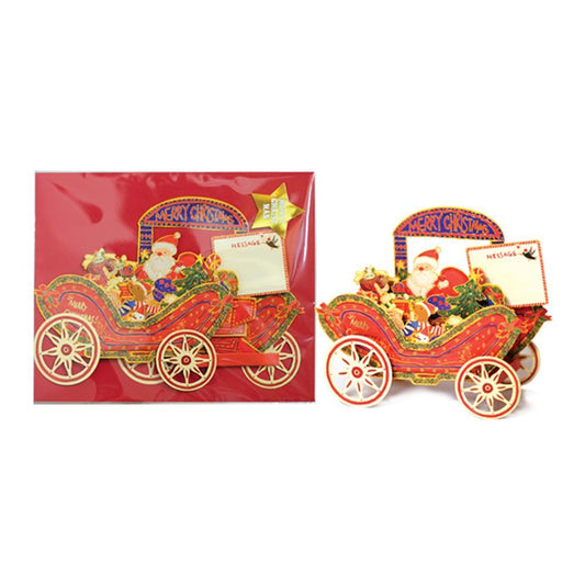 D'Won 3D Pop Up Christmas Card — Santa's Carriage — closed card
