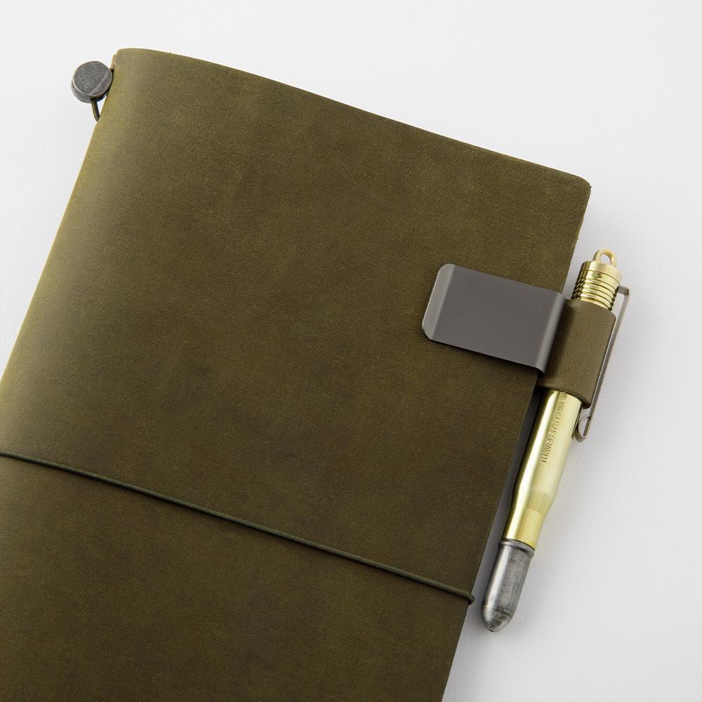 Traveler's Notebook Pen Holder <M> Olive — flat lay