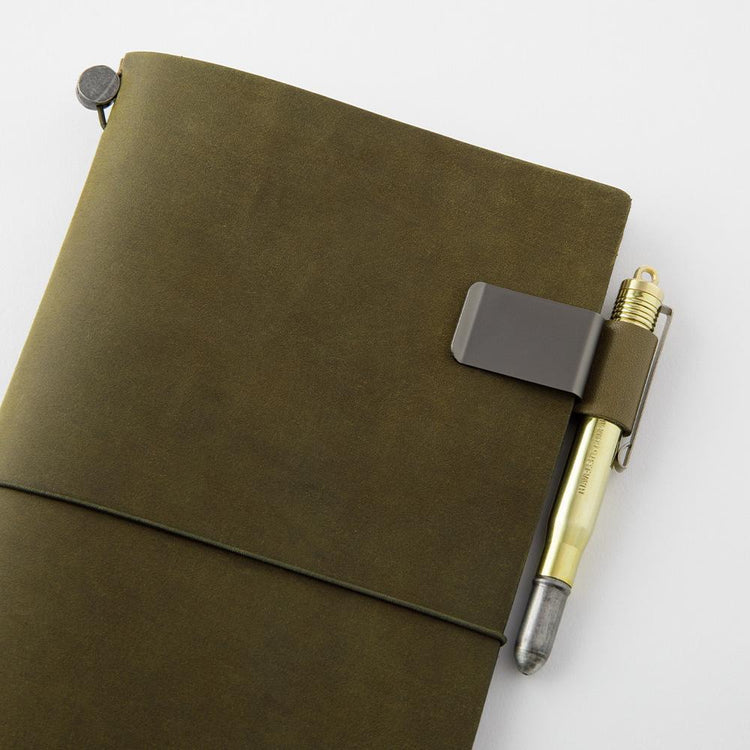 Traveler's Notebook Pen Holder <M> Olive — flat lay