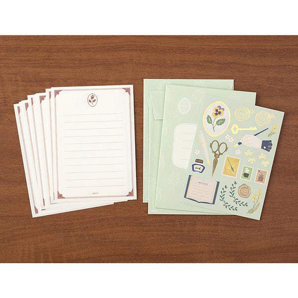 Midori Letter Set Collage — Stationery Pattern — flat lay