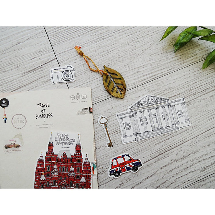 Suatelier Travel Luggage Sticker Pack — Some Where — flat lay