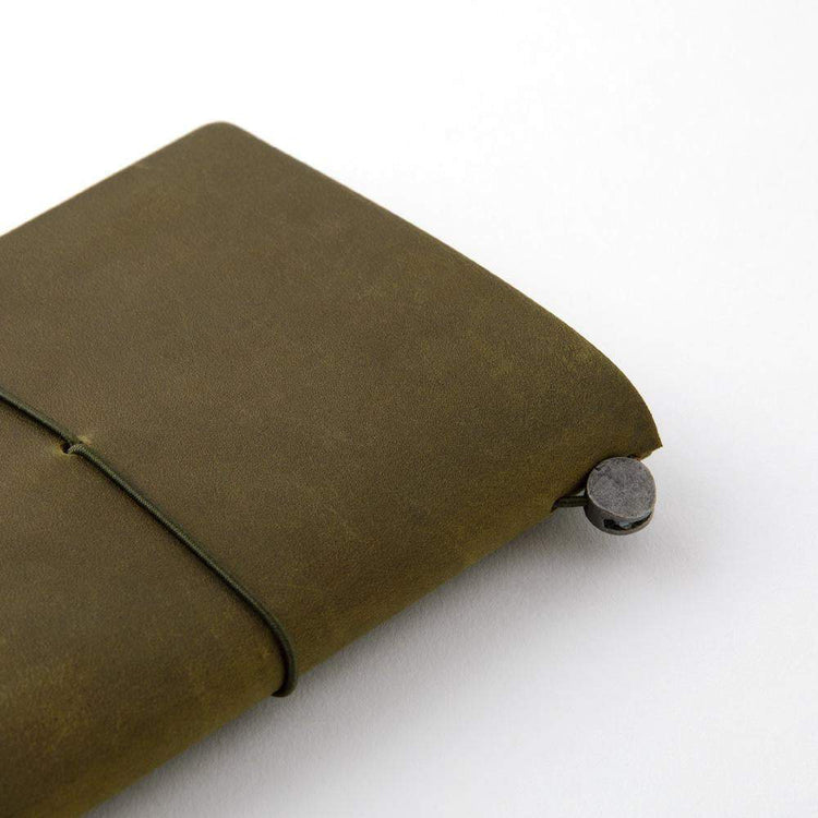 Traveler's Notebook Starter Kit (Passport Size) — Olive — size reference