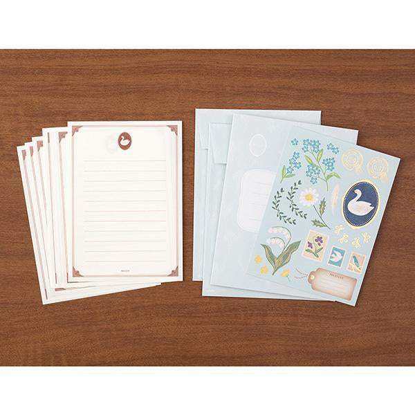 Midori Letter Set Collage — Bird Pattern — detail view