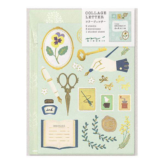 Midori Letter Set Collage — Stationery Pattern — front view
