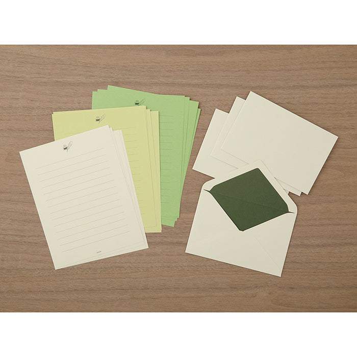 Midori Letter Set Gift Color — Green — flat lay