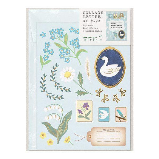 Midori Letter Set Collage — Bird Pattern — front view