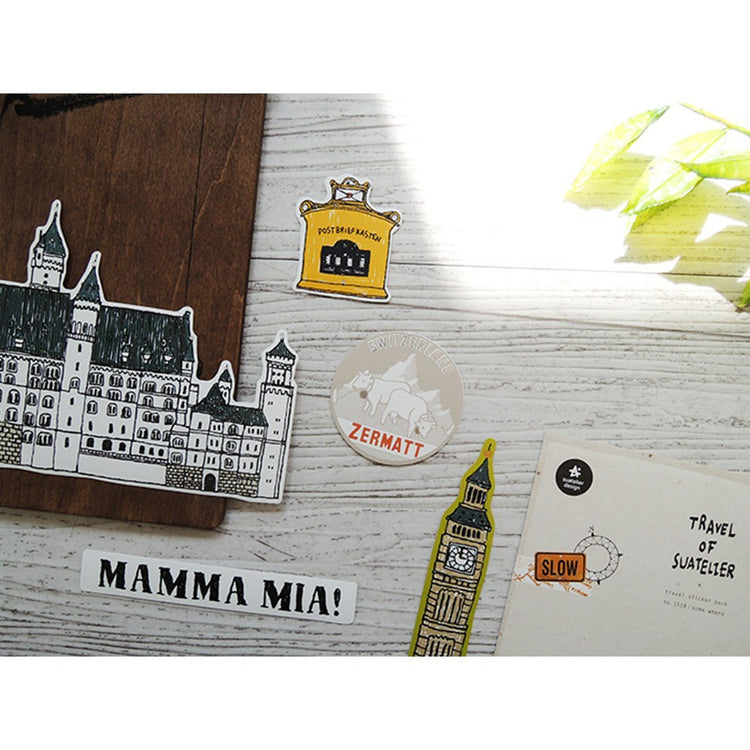 Suatelier Travel Luggage Sticker Pack — Some Where — close-up