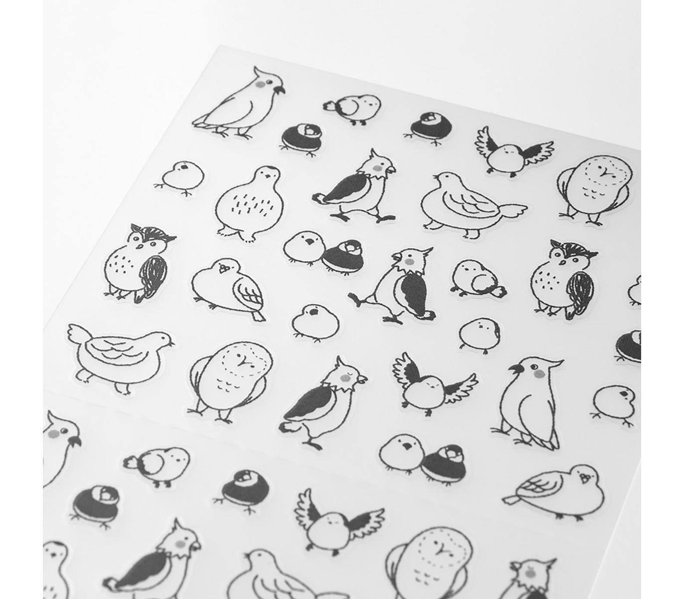 Midori Notebook Sticker — Talking Birds — applied in a journal