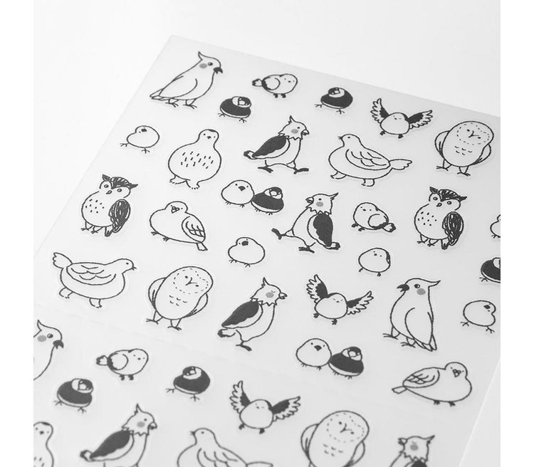 Midori Notebook Sticker — Talking Birds — applied in a journal