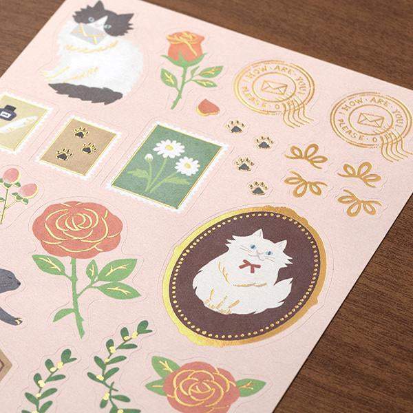 Midori Letter Set Collage — Cat Pattern — detail view