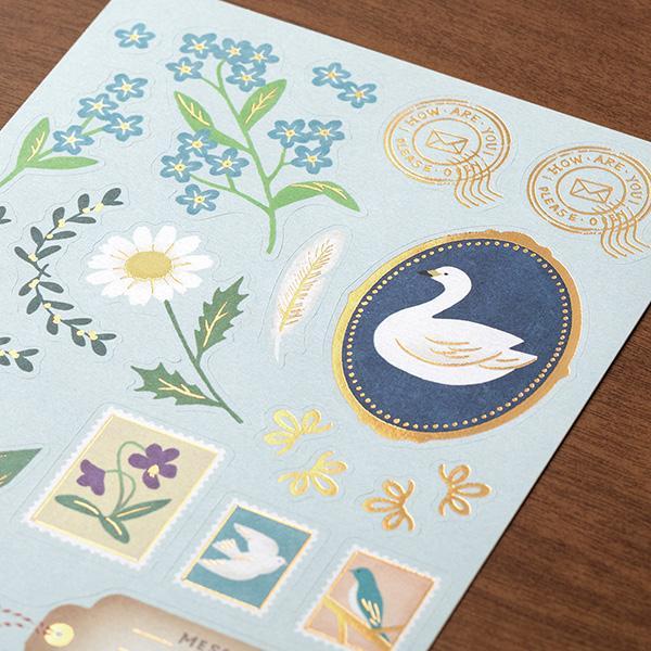 Midori Letter Set Collage — Bird Pattern — detail view
