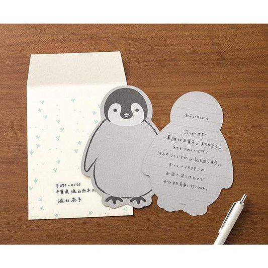 Midori Letter Set Die-Cut Animal — Penguin Pattern — detail view