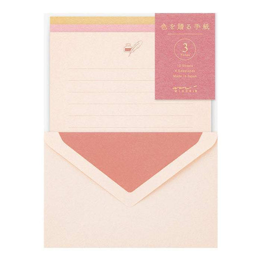 Midori Letter Set Gift Color — Pink — front view
