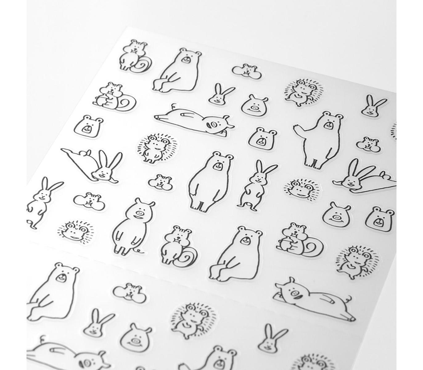 Midori Notebook Sticker — Talking Forest Animals — applied in a journal