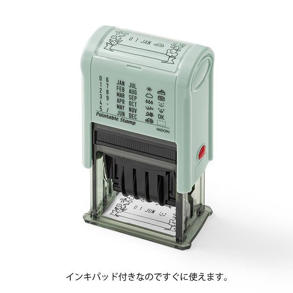 Midori Paintable Rotating Date Stamp — Flowers — stamped impression
