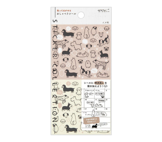 Midori Notebook Sticker — Talking Dogs — sheet front