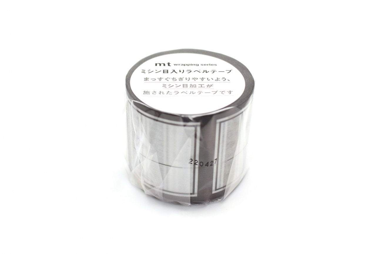 mt Perforated Label Tape — Shikaku Label — rolled out on paper