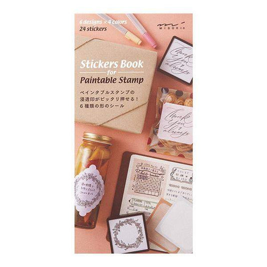Midori Stickers Book for Pre-Inked Stamp — Warm Colors — sheet front